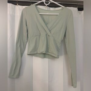Hollister Sage Green Wrap-Front Long Sleeve Top